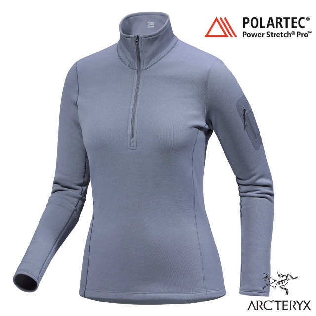 【ARCTERYX 始祖鸟】女 Kyanite Baselayer保暖透气拉鍊半开襟立领衫/X000009065 云层蓝✿30E010